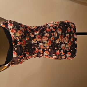 Floral Black and Pink Women's Top